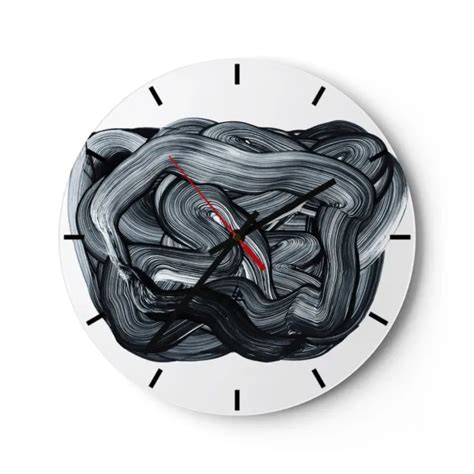 HORLOGE MURALE EN Verre 40x40cm Silencieuse L Abstraction Black Flou