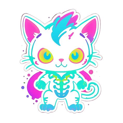 I Made An Ai Sticker Of Chibi Neon Skeleton Cat