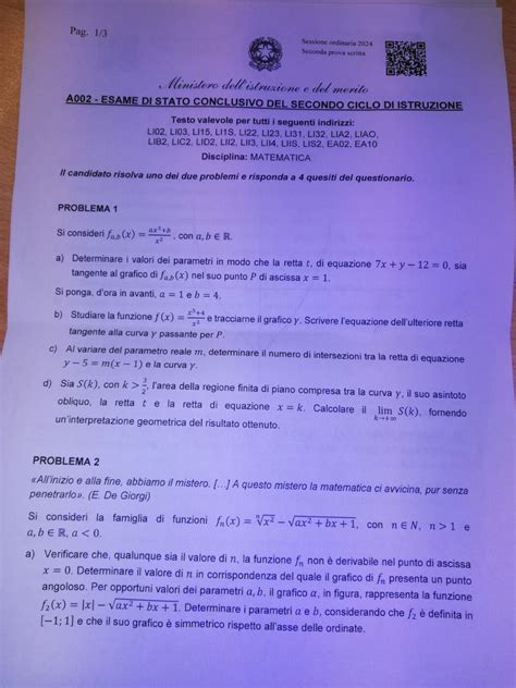 Soluzioni E Tracce Seconda Prova Maturit Liceo Scientifico Problemi E