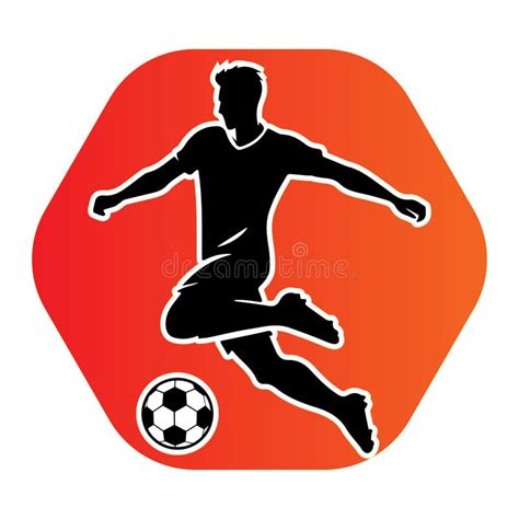 Football Player Running with Ball Inside a Shape of Hexagon Vector ...