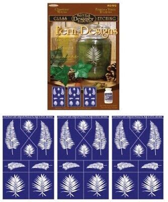 Armour Set of 3 ~ Rub n Etch Glass Etching Stencils ~ Fern Designs ...