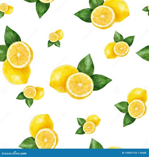 Watercolor Hand Drawn Lemon Fruit Seamless Pattern Stock Illustration Illustration Of Healthy