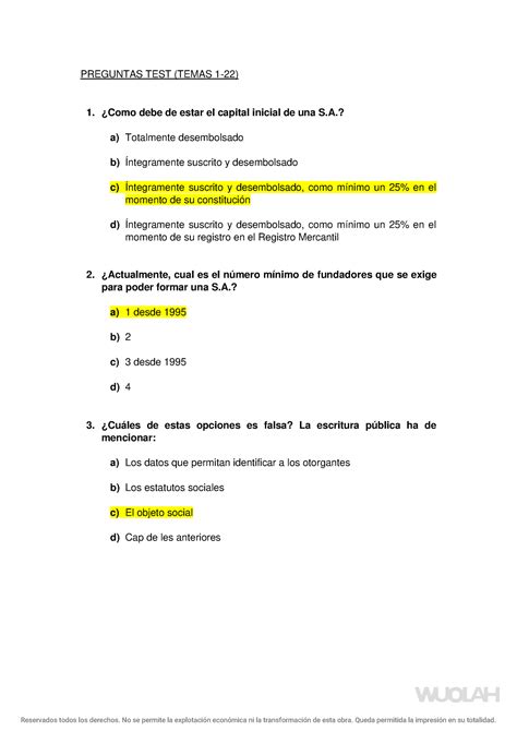 Test Todos Las Preguntas Tipo Test Que Necesitas Para El Examen Final