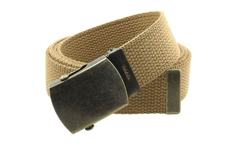 Canvas Web Belt Military Style With Antique Brass Buckle And Tip