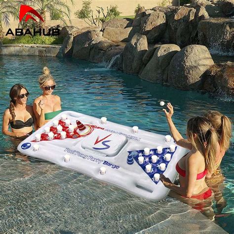 Abahub Flotador De Ping Pong Mesa De Juego De Bebidas Inflable Para Fiestas En La Piscina