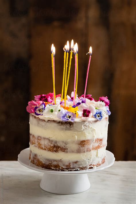 Naked Cake With Edible Flowers By Stocksy Contributor Laura Adani Stocksy