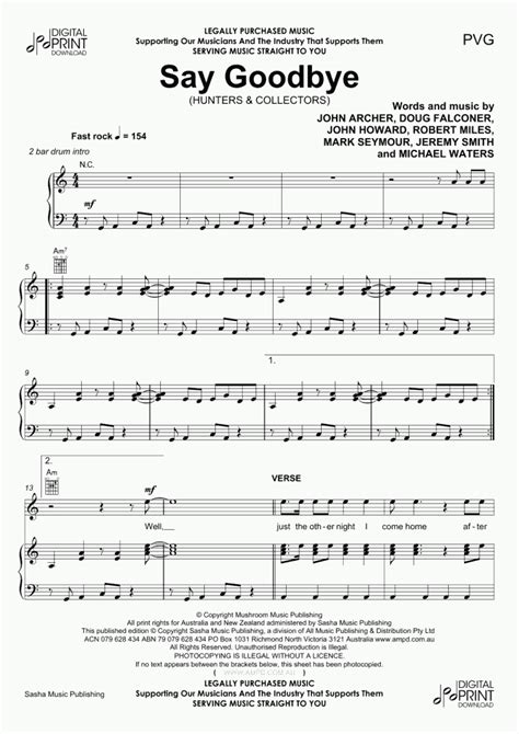 Say Goodbye Piano Sheet Music | OnlinePianist