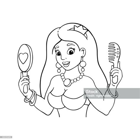 Belle Sirène Coloriage Pour Enfants Timbre Numérique Personnage De