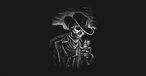 Skeletal Southern Smoker Cowboy Skull Smoking Cowboy Skeleton With