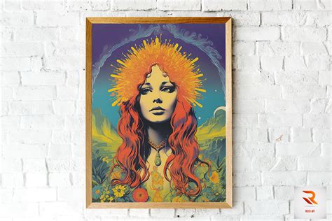 Vintage Retro Hippie Girl Wall Art Graphic By Ricco Art · Creative Fabrica