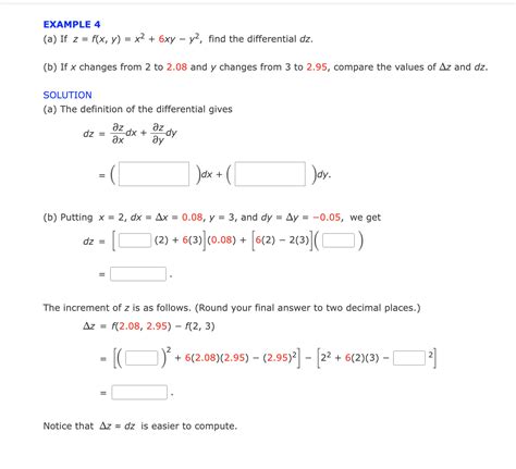 Solved A If Zfxyx26xy−y2 Find The Differential Dz