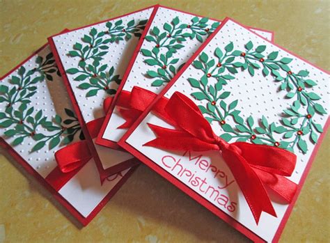 Wreath Christmas Cards Embossed Christmas Card Sets