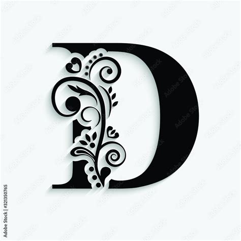 Letter D Black Flower Alphabet Beautiful Capital Letters With Shadow