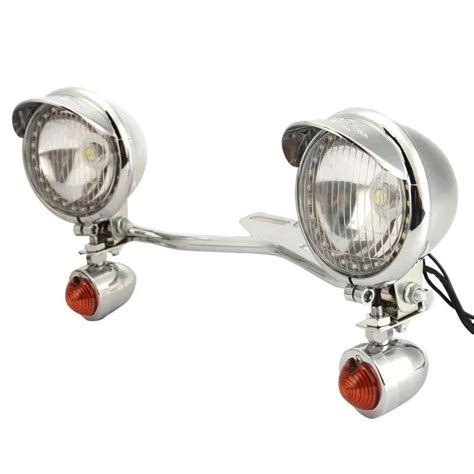 Set Chrome V Motorcycle Headlight Spot Light Bullet Led Turn