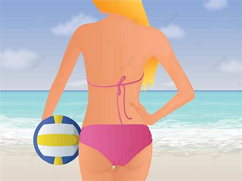 Bikini Beach Volleyball Beauty Background Clipart Vector Beauty