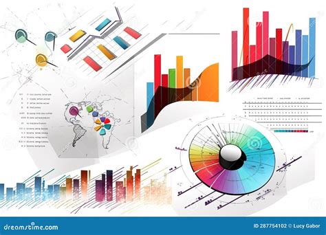 Data Visualization Charts Diagrams, Vibrantly Illustration with White ...