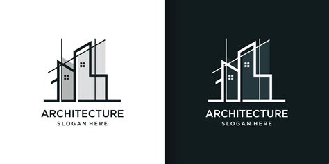 Architecture Logo Part 2 With Line Art Style Building Unique Premium