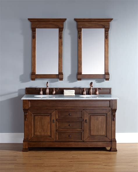 Double Sink Traditional Bathroom Vanities With Large Mirror