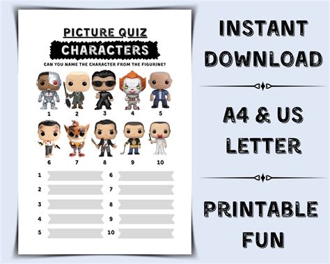 Printable Picture Quiz Movie Characters Pub Quiz Picture Round Film ...