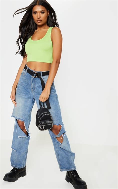 Lime Basic Jersey Scoop Neck Vest Top Tops Prettylittlething