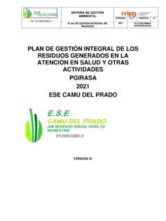 PLAN DE GESTIÓN INTEGRAL DE RESIDUOS HOSPITALARIOS plan de gesti