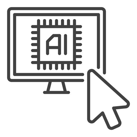 Mouse Cursor On Ai Computer Vector Artificial Intelligence Linear Icon