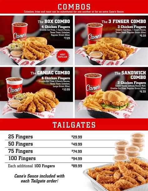 Raising Canes Menu In Bixby Ok Order Delivery And Reviews