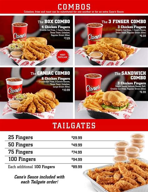 Raising Cane's Menu And Prices - 02/2022