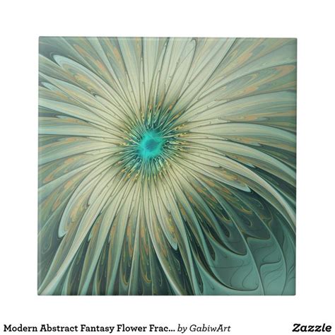 Modern Abstract Fantasy Flower Fractal Art Ceramic Tile Zazzle