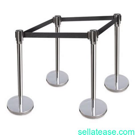 Retractable Belt Stanchions Stainless Steel 36 Inch Height Crowd Control Barrier - 4 Pieces ...