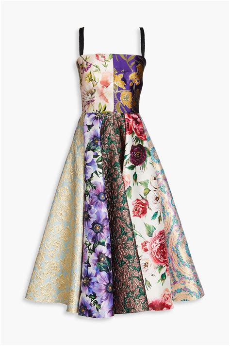 Dolceandgabbana Patchwork Metallic Brocade Midi Dress The Outnet