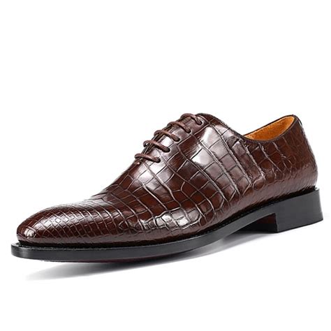 Handcrafted Genuine Alligator Leather Mens Classic Wholecut Oxford Shoes