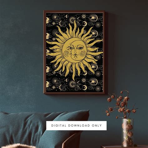 Sun and Moon Celestial Wall Art, Spiritual Celestial Printable, Mystic ...