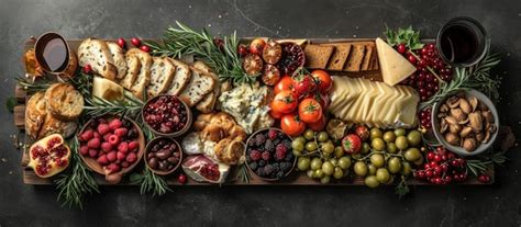 Premium Photo | A cheese tray with various fruits and bread