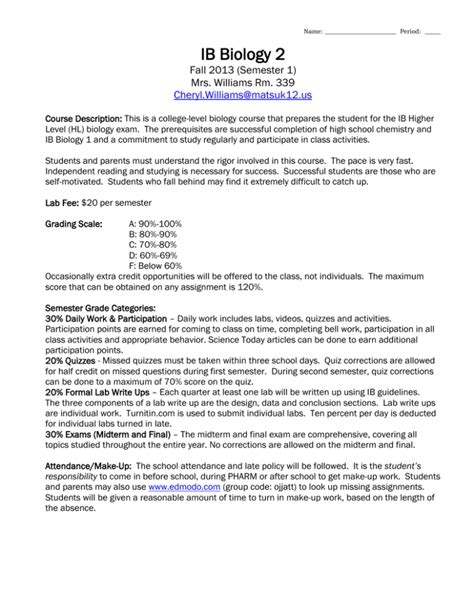 ib biology 2 syllabus 