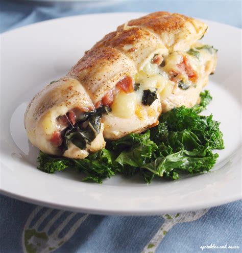 Chicken Stuffed with Prosciutto, Mozzarella and Basil - sprinkles and sauce