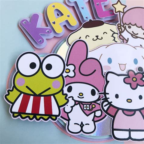 Sanrio Cake Topper Party Decoration Birthday Girl Cupcake Etsy