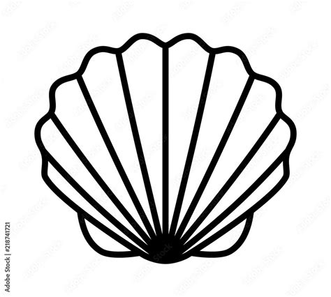 Seashell Shell Shellfish Or Seafood Line Art Icon For Wildlife Apps