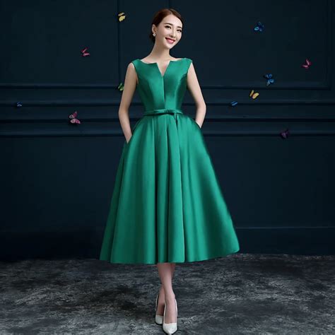 Sexy Robe Longue V Cou L Gant Longue Robe De Soir E Satin Vert