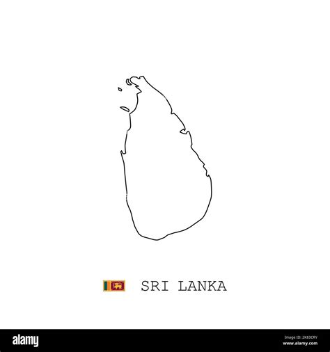 Contorno línea lineal del mapa vectorial de Sri Lanka Mapa negro de