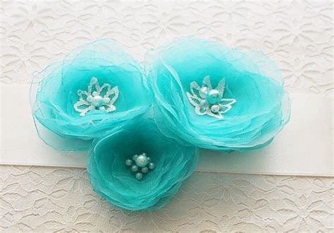 Mint Blue Bridal Sash Flower Wedding Sash Floral Dress Sash