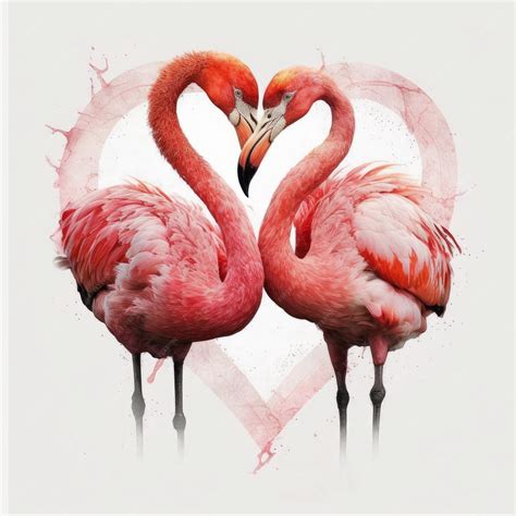 Premium Photo Pink Beautiful Flamingos In Love On White Background