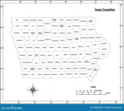 Iowa State Outline Administrative And Political Vector Map In Black And