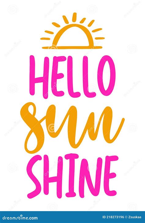 Hello Sunshine Hand Drawn Calligraphy And Brush Pen Lettering Vector