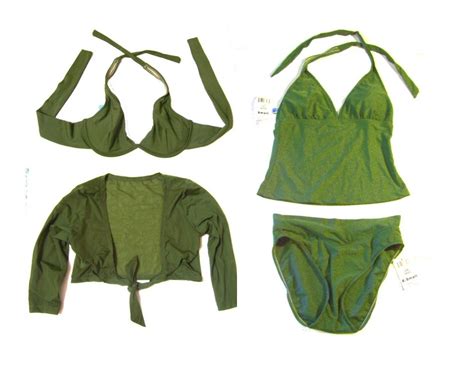 Sunsets Sage Green Halter Bikini Tankini Pc Set Tops Nwt Sz Xs S Swimwear