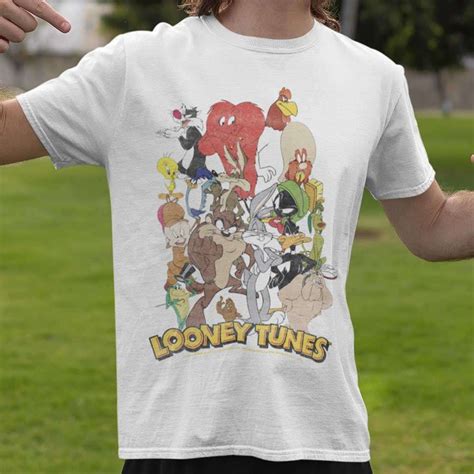 Looney Tunes Character Stack Group Shot White Tee