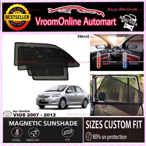 TOYOTA VIOS 2007 2012 Magnetic Sunshade 4pcs Shopee Malaysia