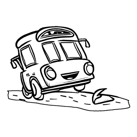 Cartoon Bus Coloring Page · Creative Fabrica