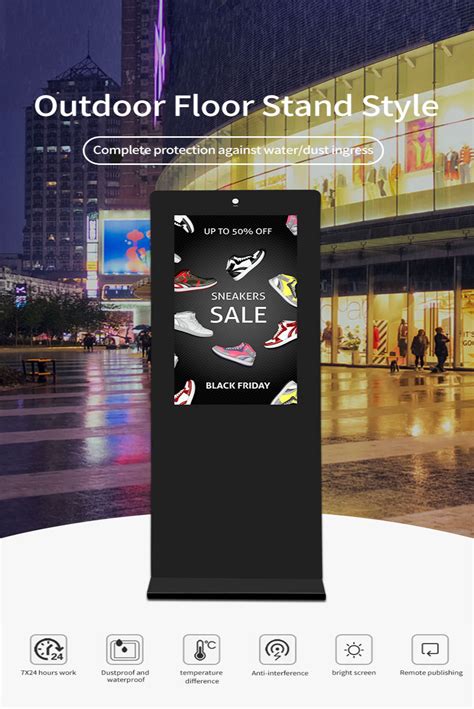 Outdoor 55 Inch Floor Standing High Brightness Lcd Display Advertising