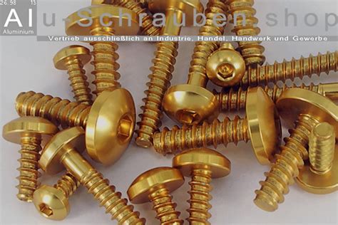 Alu Blechschrauben Linsenkopf Gold ST4 2 DIN 7981